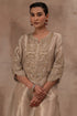 Beige gold tissue tunic set with inner blouse and pant